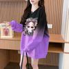 Suéter Holgado Super Fuego Colorido Floreciente de Principios de Otoño 2024 para Mujer Estilo Hong Kong Estampado Personalizado Largo Medio Adelgazante para Uso Exterior