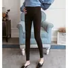 Roupas de maternidade para outono e inverno, nova camiseta dupla função para amamentação e gravidez, conjunto de leggings de cintura alta com suporte abdominal ajustável para gestantes