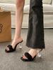 Pantuflas de Plataforma Impermeables para Exterior de Mujer 2025 Primavera Nuevo Exterior Moda Cristal Tacones Altos Pantuflas Estilo Hada