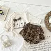 Conjunto de dos piezas de mameluco vestido para niñas, nuevo estilo de moda primavera y otoño 2026, lindo conjunto de camiseta básica de manga larga de dibujos animados para bebés niñas