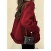 Casaco de Lã Patchwork Vermelho de Cintura Alta com Franjas, Estilo Chanel com Toque de Luxo, Novidade Inverno 2026 A2842