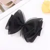 Presilha de Cabelo com Laço Doce e Brilhante para Meio Preso, Acessório de Cabelo Infantil em Renda Multicamadas, Presilha Bico de Pato Antiderrapante