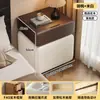 Mesita de noche de madera maciza con cerradura de huellas dactilares, Nuevo modelo 2026, Estilo de mediados de siglo, Sensación simple y de alta gama, Armario pequeño de almacenamiento para dormitorio