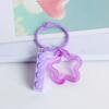 Llavero pequeño y colorido transparente con colgante, bonito accesorio para mochila escolar, bloques de construcción, colgante de estrella hueca de cinco puntas.