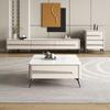 Sala de estar Minimalista Mesa de centro de tablero de roca Estilo Nórdico Apartamento Pequeño Mesa de centro Estilo Crema Combinación de mueble de TV Mesa de té pequeña móvil Gabinete tipo cubo