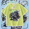 Nova Camiseta Casual Funcional de Manga Curta, Cor Preto Casca de Ovo, para Crianças, Unissex, Tamanhos Grande, Médio e Pequeno, Gola Redonda, Caimento Solto, Algodão Puro