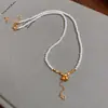 Collar de Perla Calabaza de Circonita Estilo Coreano Lujo Ligero Cadena de Clavícula de Gama Alta Diseño de Collar de Moda para Mujer Nicho
