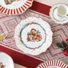 Conjunto de louça de cerâmica de urso de Natal estilo francês, incluindo pratos de sobremesa e pratos estilo ocidental para criar uma atmosfera festiva em casa