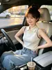 Chaleco sin mangas de color blanco roto, corte ajustado, cuello polo para mujer, prenda exterior de verano, nuevo modelo 2026, top único y bonito para la playa