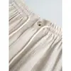 Pantalones Casuales de Verano de Pierna Ancha Estrecha con Pliegues Finos, Nuevo Estilo, Caída, Cintura Alta, Holgados, Adelgazantes, Algodón Lino, Pantalones Largos con Cordón