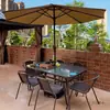 Juego de mesa y sillas de exterior con sombrilla para patio, combinación exterior al aire libre, juego de tres piezas de silla de ratán para balcón de patio pequeño, impermeable y a prueba de sol