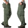 Calça Longa Casual Versátil de Trabalho ao Ar Livre, Retro Tendência da Moda para Homens, Solta e Durável, de Perna Reta, com Múltiplos Bolsos
