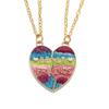 Amazon transfronterizo nueva carta mejores amigos buen amigo collar colgante de amor de color degradado magnético