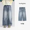 Pudding Haru Roupa de Outono Meninas Roupas Infantis Calça de Perna Reta 2026 Novo Estilo de Outono Calça com Estampa Graffiti Infantil