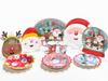 Juego de platos de papel desechables con diseño de alce y muñeco de nieve navideños, plato de pollo brillante recubierto de película, vasos de papel para fiestas