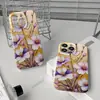 La funda para teléfono Amazon más vendida, estilo lujo ligero, base dorada, magnolia púrpura y blanca dorada, cubierta completa de una sola capa para iPhone 17 Pro