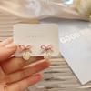 Pendientes de plata S925 con forma de aguja y lazo pequeño, color rosa, 2022. Nuevos pendientes de moda para mujer, con clip rojo de red y temperamento.