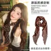 Bufanda de Seda a Cuadros Grises Estilo Coreano para Mujer, Bufanda Larga Delgada Atmosférica con Temperamento Artístico, Accesorio de Cinta Estilo Perezoso