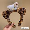 Orejas de Gatito de Piel Negra Leopardo Felpa Aro para el Cabello Mujer Lavar la Cara Maquillaje Diadema Dibujos Animados Accesorios para el Cabello Lujo Salsa de Gato