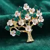 Broche de Aleación y Resina de Alta Gama con Diamantes en Forma de Árbol Grande, Accesorio de Moda para Ropa en Abrigos, Pin Antiexposición