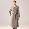 Abrigo de Solapa para Mujer 100% Cachemir Doble Botonadura Chaqueta Cálida Cinturón Cómodo Adelgazante Elegante 26 Nuevo Estilo Otoño/Invierno