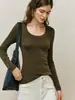 Camiseta de Punto de Lana Merino 60s de Hilo Yangzi Integrado sin Costuras para Mujer H092711