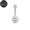 Anillo para el ombligo de aleación de titanio F136 Anillo para el ombligo con arcilla blanda incrustada con diamantes Clavo para el ombligo G23 con bola de diamantes completa Joyería para piercing