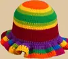 Popular Transfronterizo Otoño e Invierno Color Sólido Tejido Hueco Hecho a Mano Crochet de Lana Volantes Simple y Versátil Suéter Sombrero de Pescador