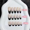Uñas francesas postizas negras con purpurina fina, estilo ballet corto negro simple, uñas postizas al por mayor