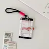Hisocute Tarjetero con Colgante de Dibujos Animados de Fresa DIY Estilo Ins Estuche para Tarjetas Abanico Portátil Portatarjetas de Identificación para el Trabajo