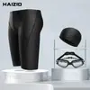 Bañador de Natación de Boxeador de Cinco Puntos de Secado Rápido para Hombre, Gorro de Natación, Set de Gafas de Natación con Graduación Electroplateadas de Alta Definición