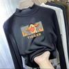 Camiseta básica de terciopelo de doble cara para niños de invierno, nueva de otoño e invierno, para niños medianos y grandes, de cuello alto, cálida, camiseta, moda infantil