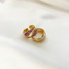Anillo de Apertura Ajustable con Goteo de Aceite Transfronterizo para Mujer, Chapado en Oro Real de 18K, Pulsera de Esmalte Elegante de Moda para Mujer