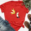 Estampa spoof de banana manga curta casual kawaii moda de verão camiseta europeia e americana tops femininos gola redonda