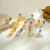 Hengsen F136 liga de titânio zircônia incrustada pentagrama laço rosca interna parafuso haste para piercing labial piercing de cartilagem pino de osso da orelha