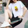 Traje de Moda de Algodón 100% para Mujer Verano Nuevo Suelto Talla Grande Camiseta de Manga Corta Pantalones Cinco Puntos Casual Deportivo Conjunto de Dos Piezas