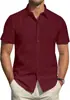 Comércio Exterior 2025 Novo Verão Manga Curta Cor Sólida Cardigã Masculino Camisa Casual Camisa Formal Roupa Masculina