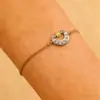 Colar Pingente Lua e Sol da Moda, Joia Transfronteiriça Europeia e Americana Elegante e de Alto Padrão, Corrente Clavícula com Pingente de Sol e Lua para Mulheres