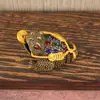 Sapo Dorado Hueco de Color Vintage Amarillo con Diamantes, Decoración para Mesa de Café de Sala de Estar, Adorno de Sapo Dorado para Escritorio de Oficina