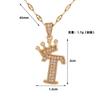Collar con colgante de letra y microincrustaciones de circonita, cadena de clavícula de 26 pulgadas, collar inglés, hecho a mano, joyería elegante de nicho DIY