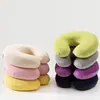 Almohada en forma de U de algodón viscoelástico para viajes en avión, siestas en la oficina, rebote lento para el cuello.