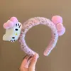 Faixa de cabeça fofa com orelhas de panda para lavar o rosto, faixa de cabeça de pelúcia de desenho animado com coroa alta para mulheres, faixa para maquiagem e lavar o cabelo, acessório de cabelo