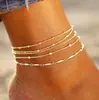 Conjunto de Tobilleras Europeas y Americanas Nuevas de Acero Inoxidable con Perlas de Mijo Corazón Roto de Circonita Tobillera de Plata Venta al por Mayor en Stock en Yiwu