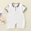 Enterizo Fino de Bebé Recién Nacido Estilo Gentleman Británico para Niños, Mameluco de Manga Larga y Manga Corta, Primavera, Verano, Otoño, Algodón Puro para Salidas