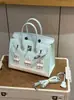 Bolsa Pequena de Luxo com Padrão de Crocodilo, Blocos de Cor, Cor Platina, Nova Moda Primavera/Verão 2026, Bolsa de Ombro Único, Transversal, de Mão