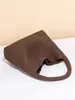 Bolso de Mano Tejido a Mano de Nuevo Estilo Transfronterizo, Bolso de Hombro Casual de Cuero Suave Degradado, Bolso Cubo Retro de Gran Capacidad para el Trabajo