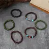 Pulseiras Artesanais com Contas Mais Vendidas na Amazon Transfronteiriça para Homens, Moda Retrô Turquesa Pulseira de Cinco Peças Casca de Coco