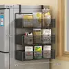 Estante de Almacenamiento Lateral para Refrigerador Estante para Suministros de Cocina Estante Colgante de Pared Lateral Multicapa para Botellas de Especias Película Adhesiva Sin Perforaciones