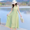 Nuevo Vestido de Verano 2026 con Diseño Ceñido a la Cintura, Vestido Adelgazante de Algodón y Seda de Alto Hilo, Elegante Vestido de Playa de Vacaciones Estilo Mamá
