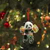 2024 nuevo producto transfronterizo lindo panda coche acrílico espejo retrovisor plano colgante llavero accesorios